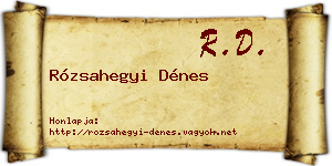 Rózsahegyi Dénes névjegykártya